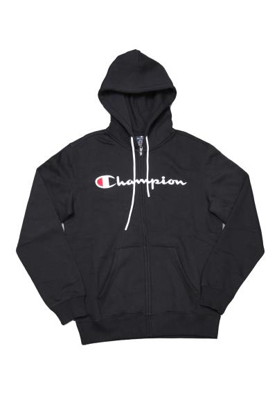 Champion Men Hooded Full Zip Sweatshirt (219205)-BLACK - BLACK
