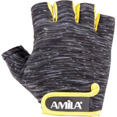 Amila Γάντια ’Ρσης Βαρών Pe Lycra Κίτρινο M (8330802) Μαύρο