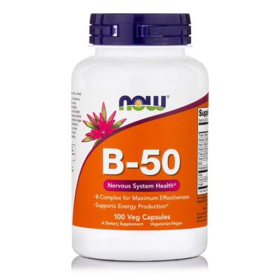 Now Foods Vitamin B-50 (100Caps) - Σύμπλεγμα βιταμινών Β, Υγιές Νευρικό Σύστημα