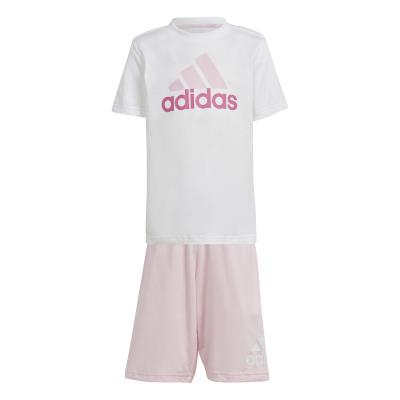 adidas kids girls essentials logo tee and short set (IQ4089) - WHITE