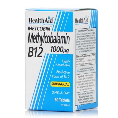 Health Aid Methylcobalamin Metcobin B12 1000mg (60tabs) - Μεθυλκοβαλαμίνη σε υπο