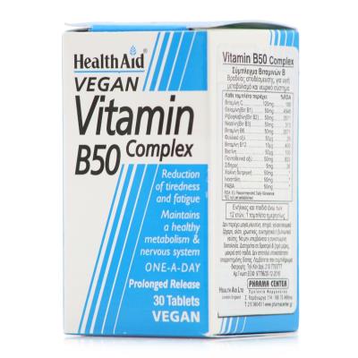 Health Aid B50 Complex Prolonged Release ( 30tabs ) - Βιταμίνες Συμπλέγματος Β, 