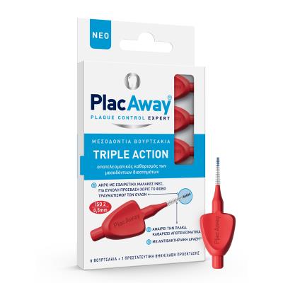 Plac Away Plaque Control Expert Triple Action Μεσοδόντια Βουρτσάκια  Κόκκινα Iso