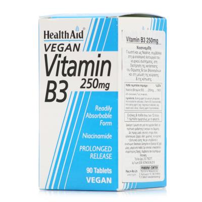 Health Aid Vitamin B3 250mg ( 90veg.tabs ) - Βιταμίνη Β3, Νιασίνη