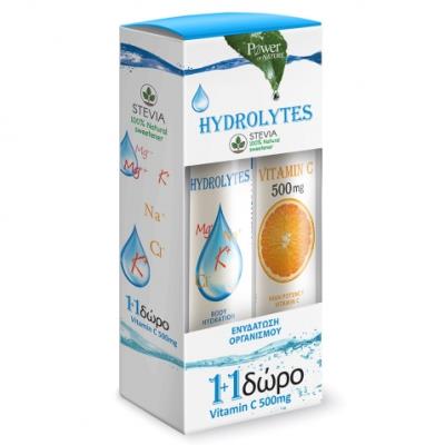 Power Health Hydrolytes Stevia 20 eff tabs & ΔΩΡΟ Vitamin C 500 mg 20 eff tabs
