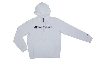 Champion Men Hooded Full Zip Sweatshirt (219205)-WHITE - WHITE