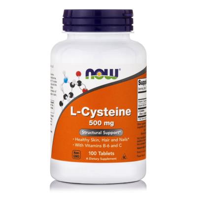 Now Foods L-Cysteine 500mg (100tabs) - Κυστείνη,  Υγιή Μαλλιά Νύχια & Δέρμα