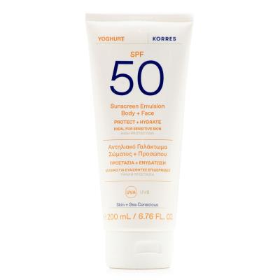 Korres Yoghurt Sunscreen Emulsion Body+Face SPF50 (200ml) - Αντηλιακό γαλάκτωμα 