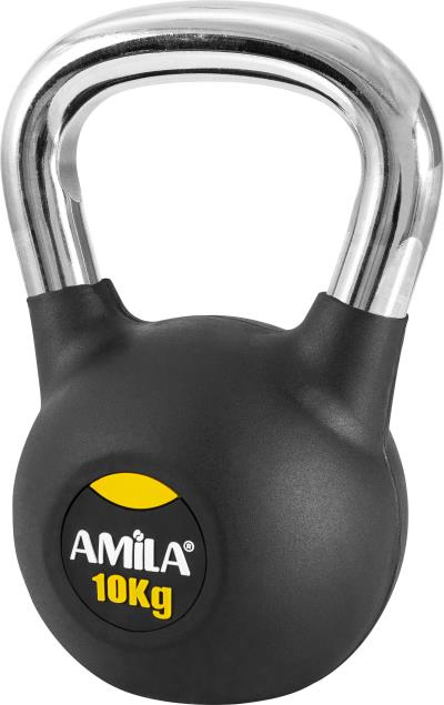Amila Amila Kettlebell Rubber Cover Cr Handle 10Kg (44572) Μαύρο