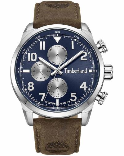 TIMBERLAND HENNIKER II - TDWGF0009501,  Silver case with Brown Leather Strap